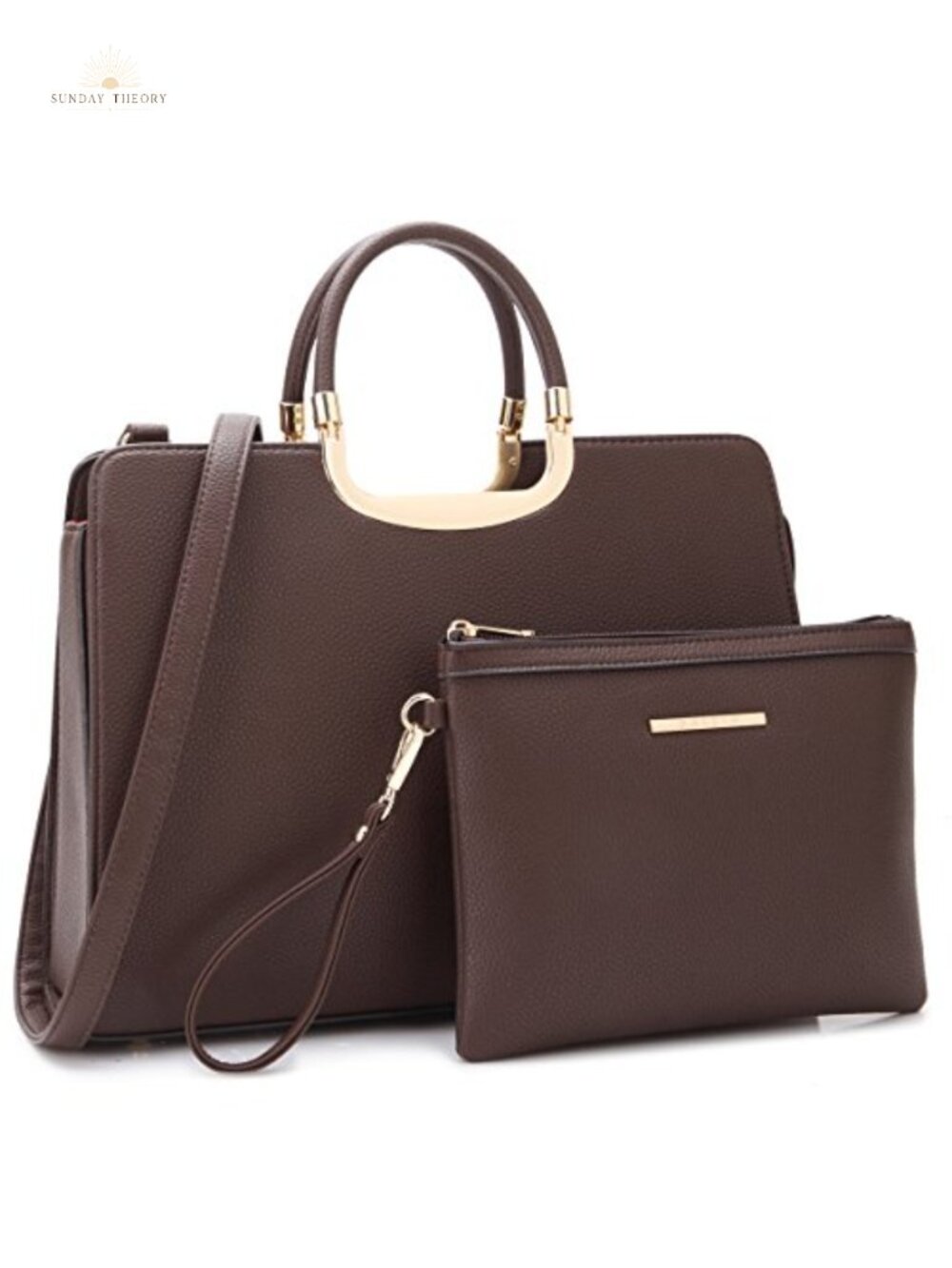 Vegan PU Leather Satchel Handbag & Matching Wallet Set Top Handle Shoulder Bag